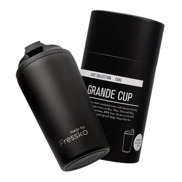 MADE BY FRESSKO - GRANDE REUSABLE COFFEE CUP 475ML/16OZ - COAL