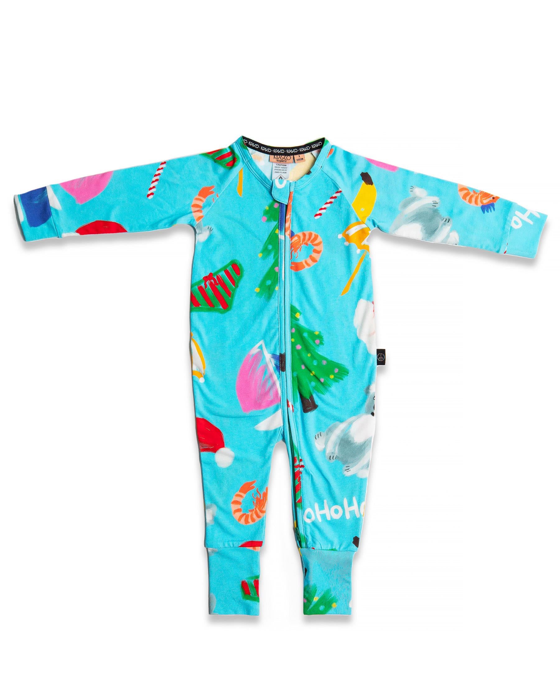 KIP & CO - ORGANIC LONG SLEEVE ZIP ROMPER - CHRISTMAS ICONS