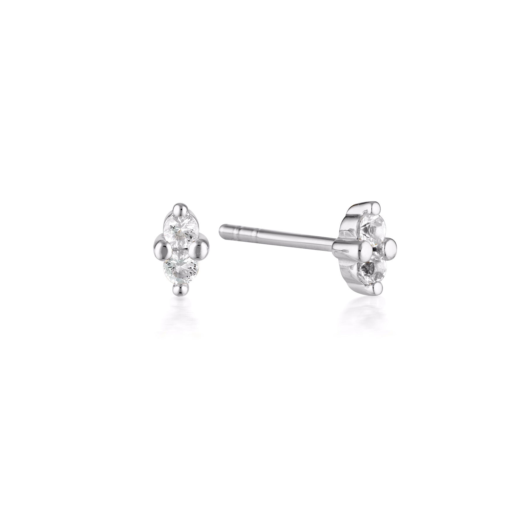 LINDA TAHIJA - SILVER BIRTHSTONE STUD EARRINGS - WHITE TOPAZ