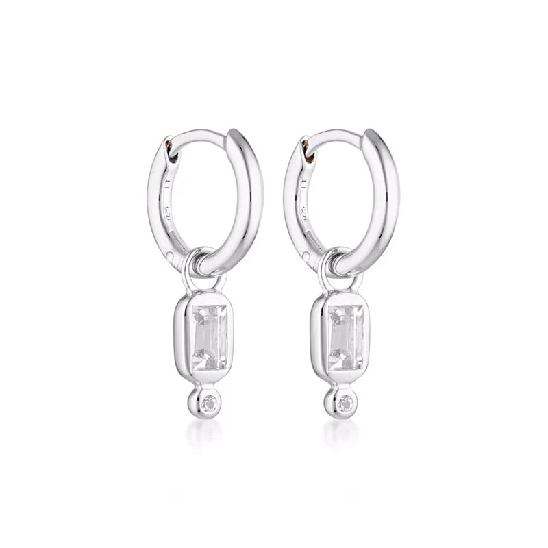 LINDA TAHIJA - RAYA HUGGIE EARRINGS - WHITE TOPAZ - STERLING SILVER
