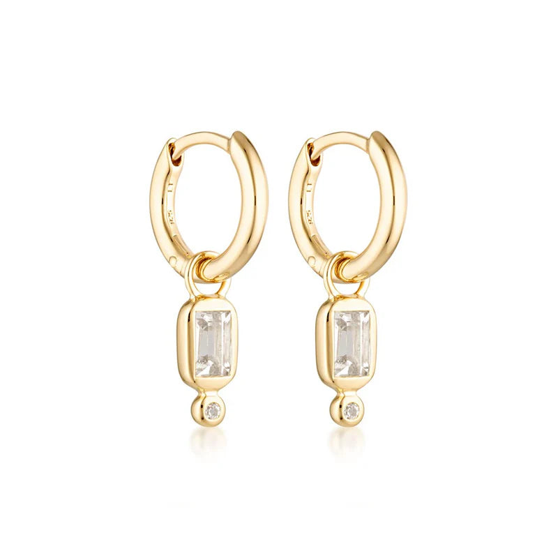 LINDA TAHIJA - RAYA HUGGIE EARRINGS - WHITE TOPAZ - 18K GOLD VERMEIL