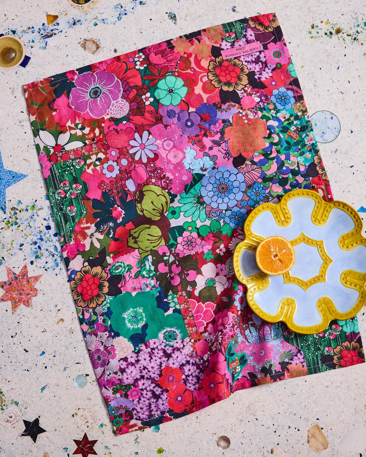 KIP & CO X ROMANCE WAS BORN - TEA TOWEL - FLOWER POWER PINK