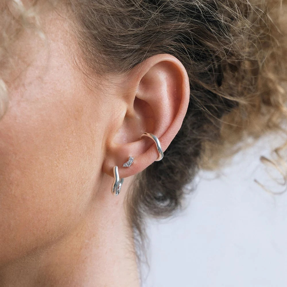 LINDA TAHIJA - EBB STUD EARRINGS - LAB GROWN SAPPIRE - STERLING SILVER