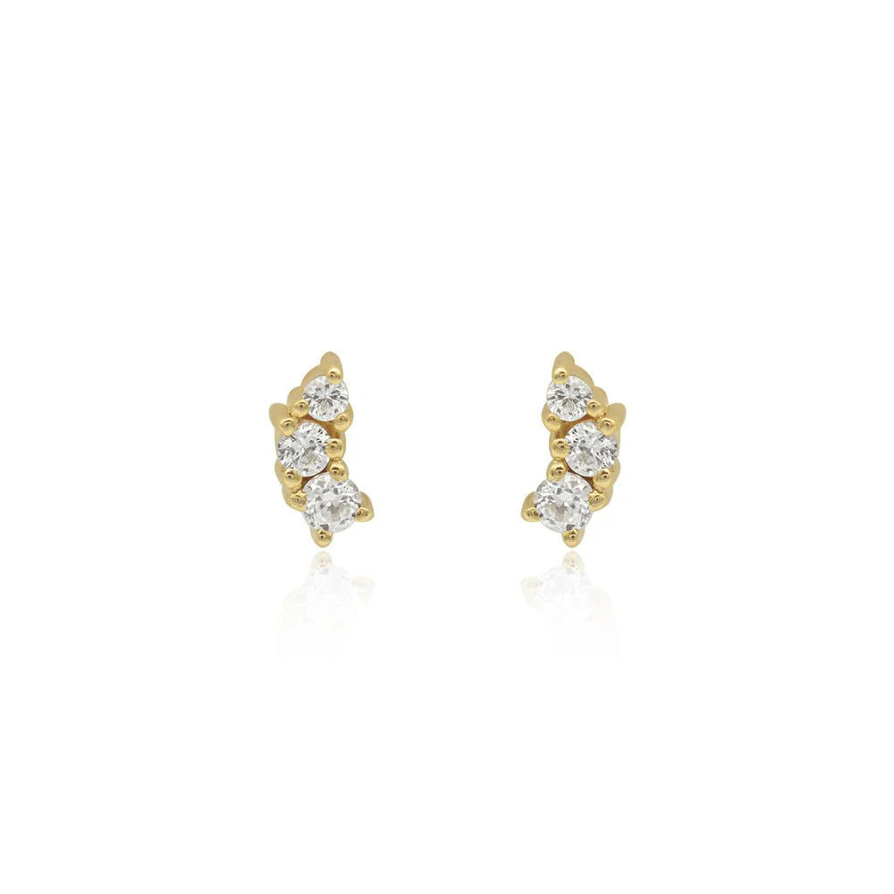 LINDA TAHIJA - EBB STUD EARRINGS - LAB GROWN SAPPIRE - 18K GOLD VERMEIL