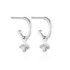 LINDA TAHIJA - HYDRANGEA CHARM HOOP EARRINGS - STERLING SILVER