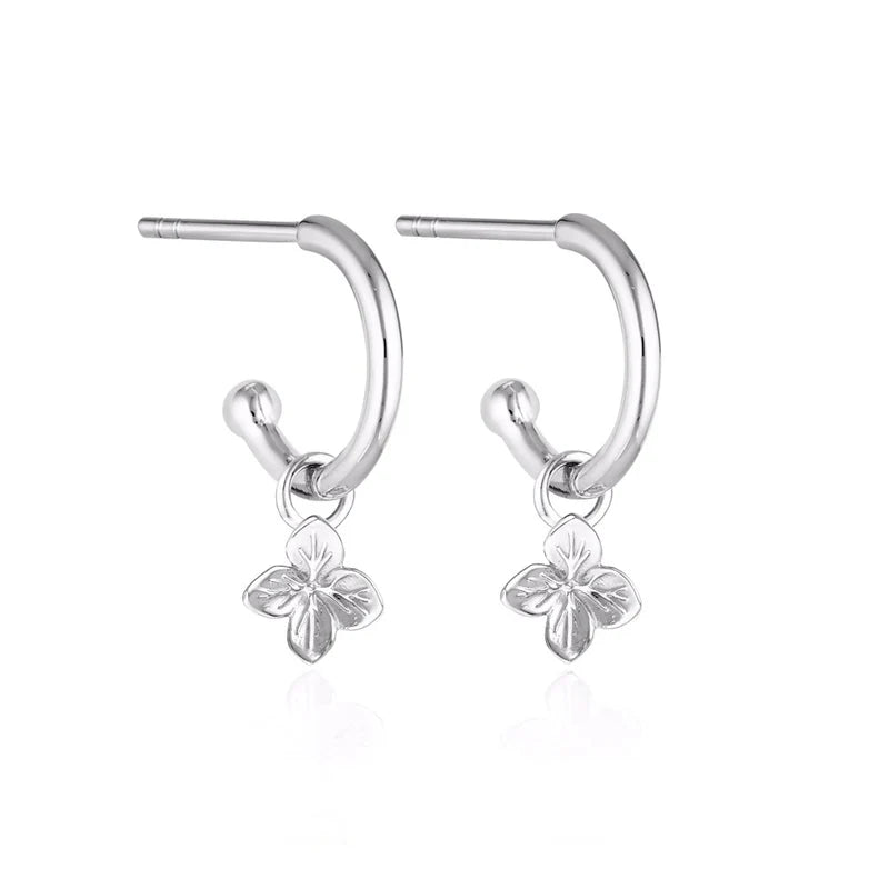 LINDA TAHIJA - HYDRANGEA CHARM HOOP EARRINGS - STERLING SILVER