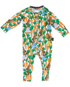 KIP & CO - ORGANIC COTTON LONG SLEEVE ZIP ROMPER - CARROT JOY