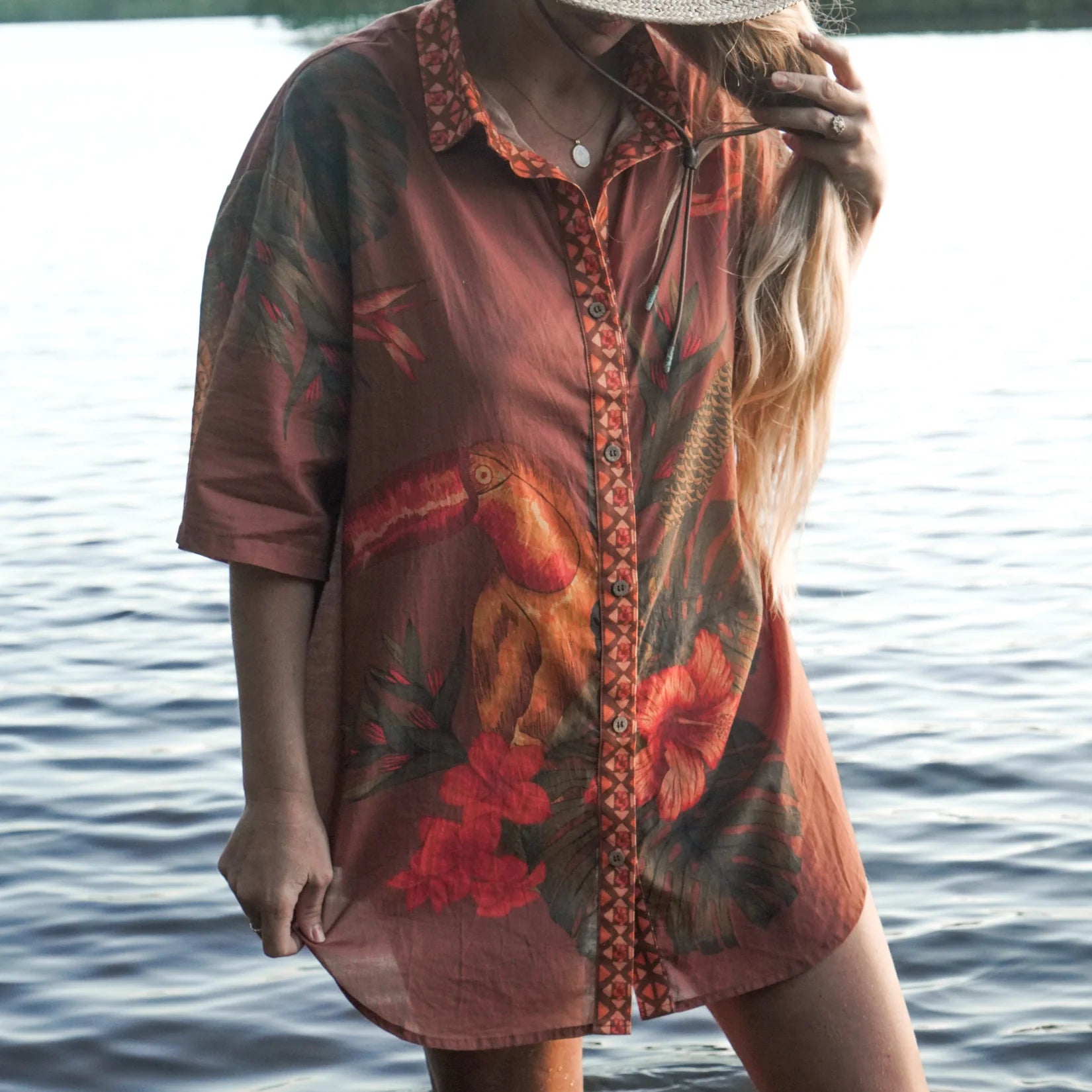 WANDERING FOLK - CUBAN TROPICAL SHIRT - COFFEE