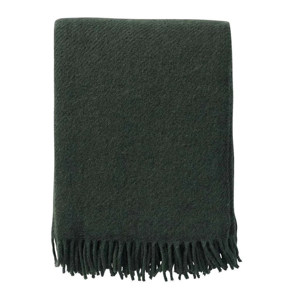 KLIPPAN - GOTLAND WOOL BLANKET CRISPY - BOTTLE GREEN