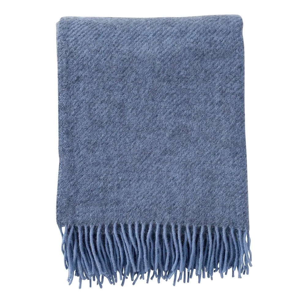 KLIPPAN - GOTLAND WOOL BLANKET CRISPY - INFINITY BLUE
