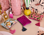 KIP & CO - VELVET COSMETIC PURSE - GOLDEN PEONY