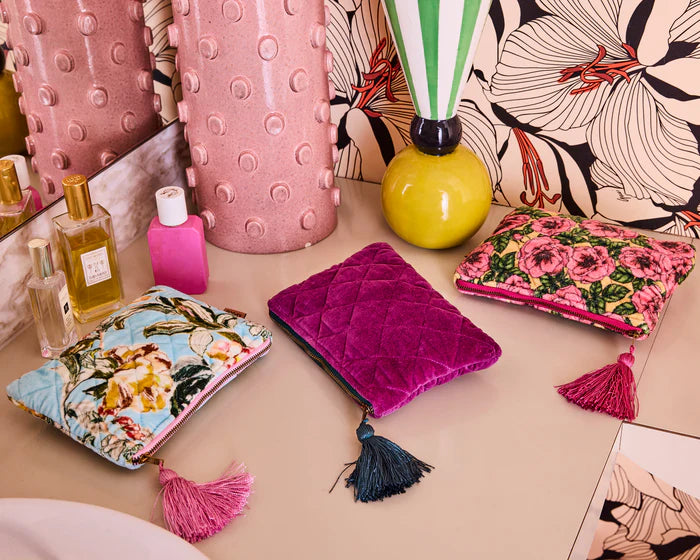 KIP & CO - VELVET COSMETIC PURSE - GOLDEN PEONY