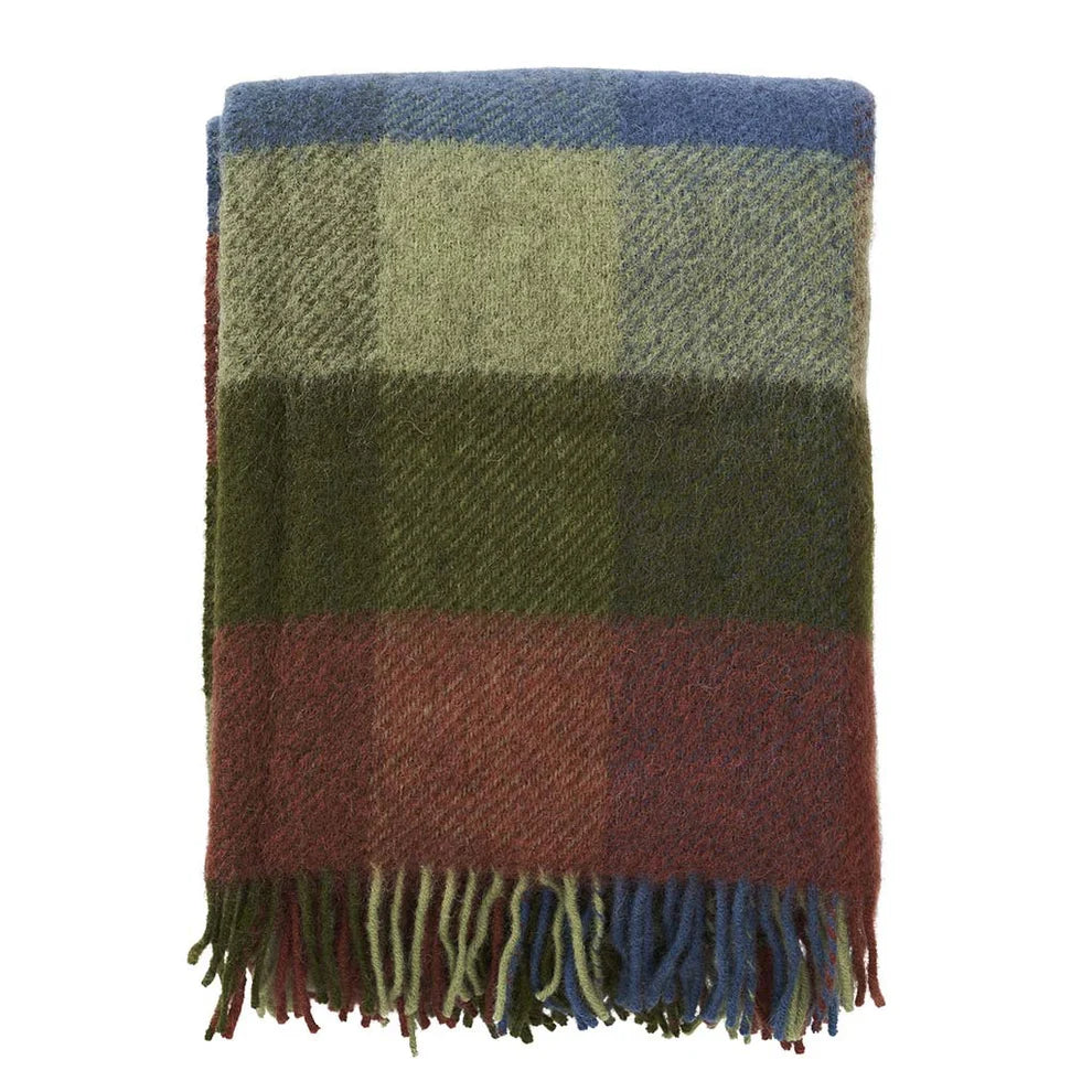 KLIPPAN - GOTLAND WOOL BLANKET MULTI - GREEN