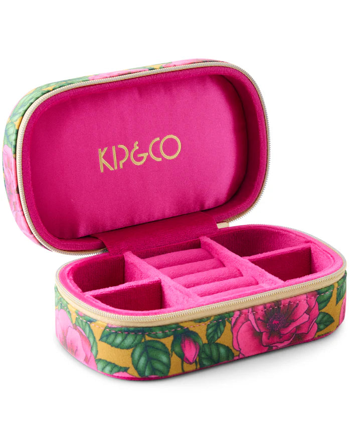 KIP & CO - GOLDEN PEONY TRAVEL VELVET JEWELLERY BOX