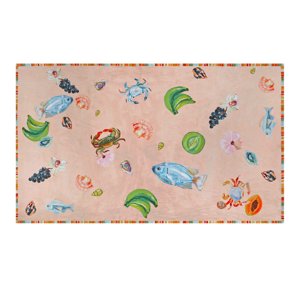 WANDERING FOLK - ANNIE EVERINGHAM TABLECLOTH - PASTEL SEA