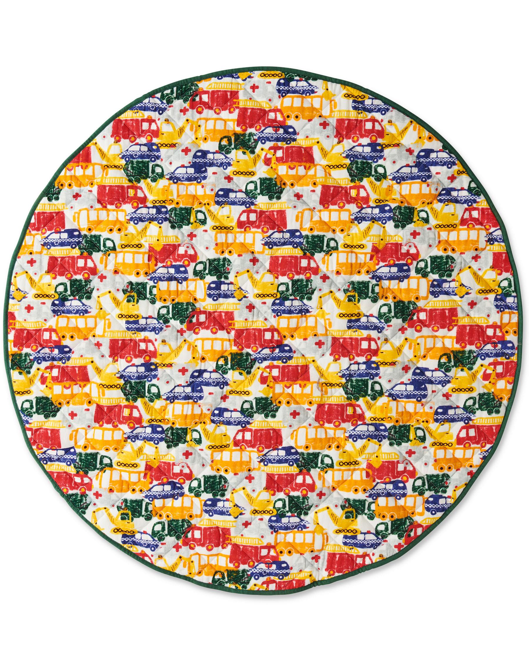 KIP & CO - ORGANIC COTTON QUILTED PLAY MAT - BIG WHEELS