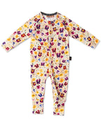 KIP & CO - ORGANIC LONG SLEEVE ZIP ROMPER - PANSY