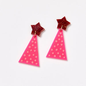 MARTHA JEAN - CHRISTMAS TREE EARRINGS - SPOT PINK