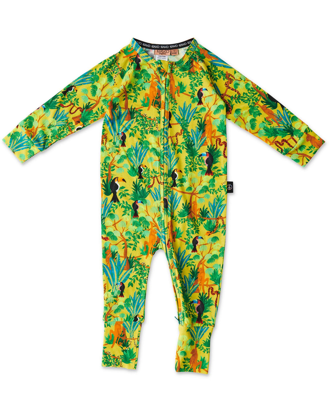 KIP & CO - ORGANIC LONG SLEEVE ZIP ROMPER - JUNGLE BOOGIE