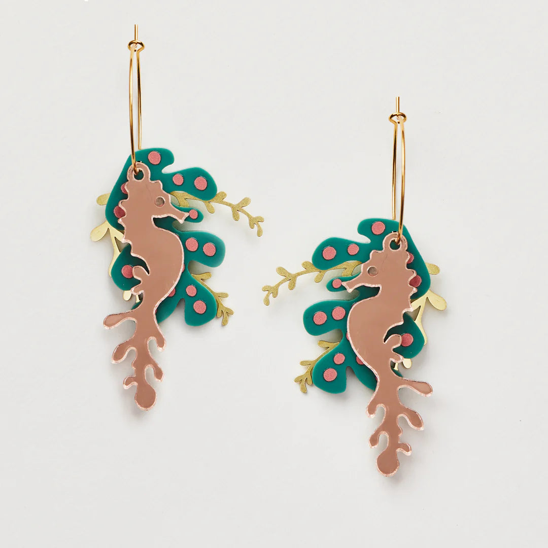 MARTHA JEAN - SEA HORSE HOOPS - FOREST/ PINK