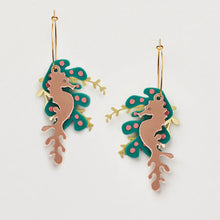 Load image into Gallery viewer, MARTHA JEAN - SEA HORSE HOOPS - FOREST/ PINK
