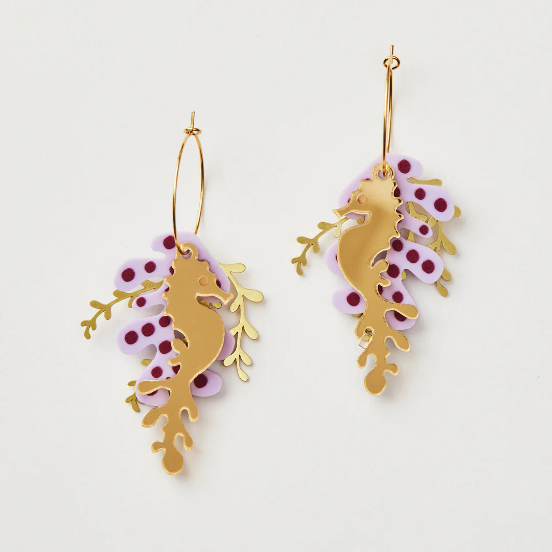 MARTHA JEAN - SEA HORSE HOOPS - LILAC / GOLD