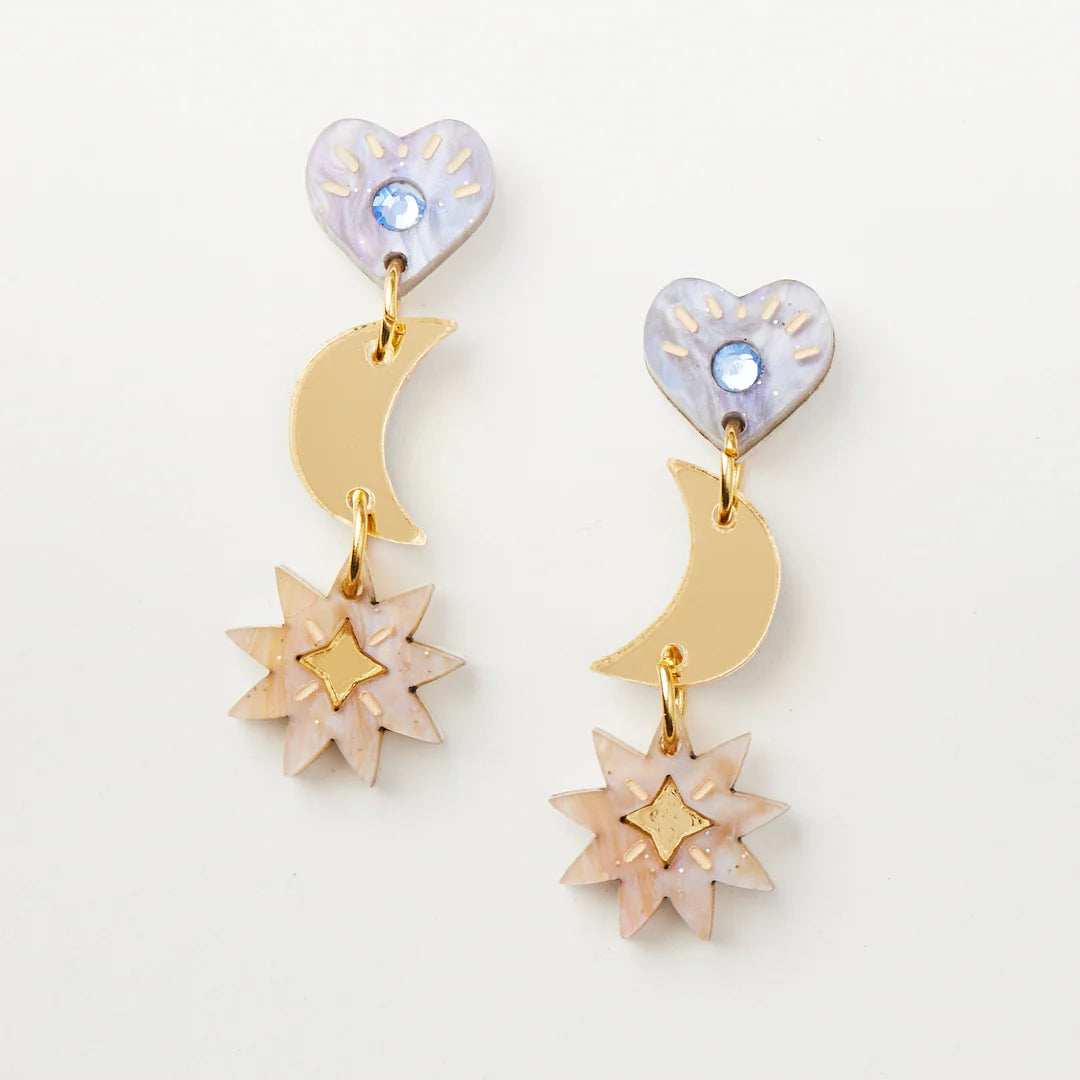MARTHA JEAN - MIA EARRINGS - GOLD / GREY