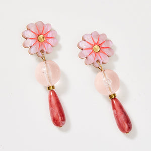 MARTHA JEAN - IVY DROP EARRINGS - PINK/GOLD