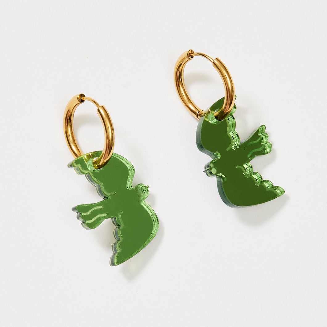 MARTHA JEAN -MINI BIRD EARRINGS - FERN