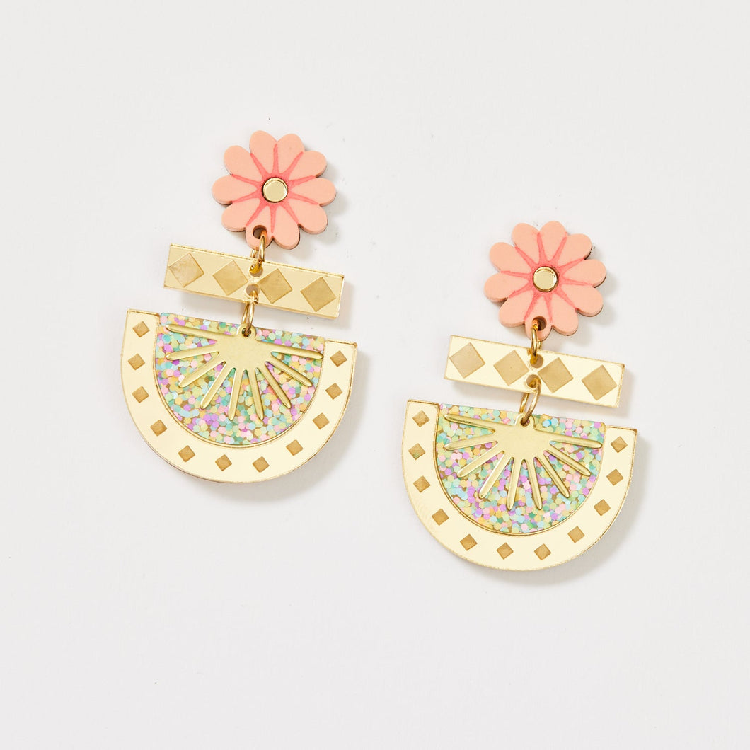 MARTHA JEAN - BETTY EARRINGS - GOLD/PEACH