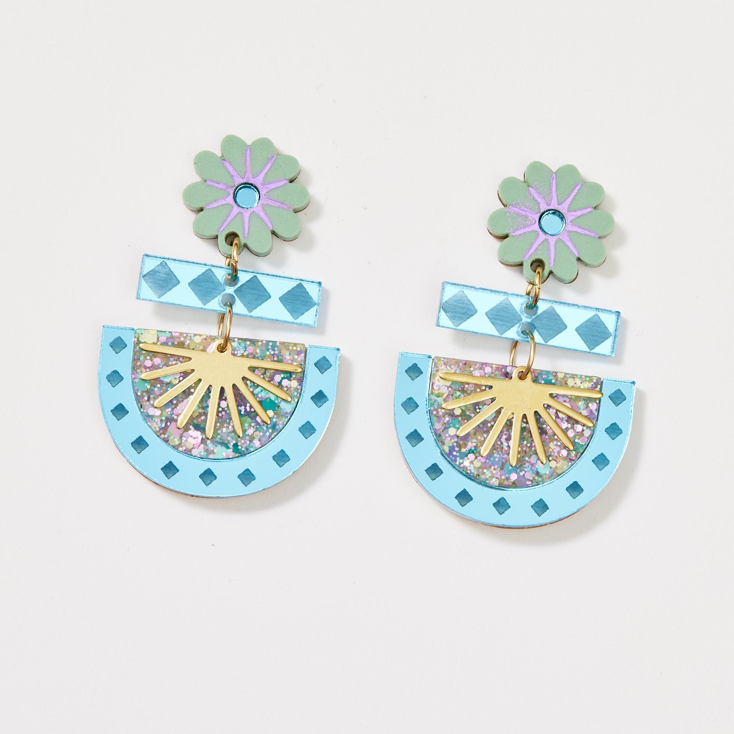 MARTHA JEAN - BETTY EARRINGS - SAGE/BLUE