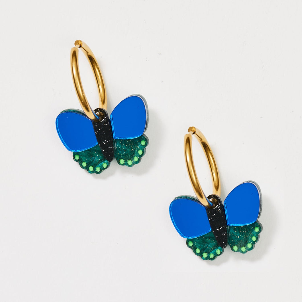 MARTHA JEAN - BUTTERFLY EARRINGS - COBALT