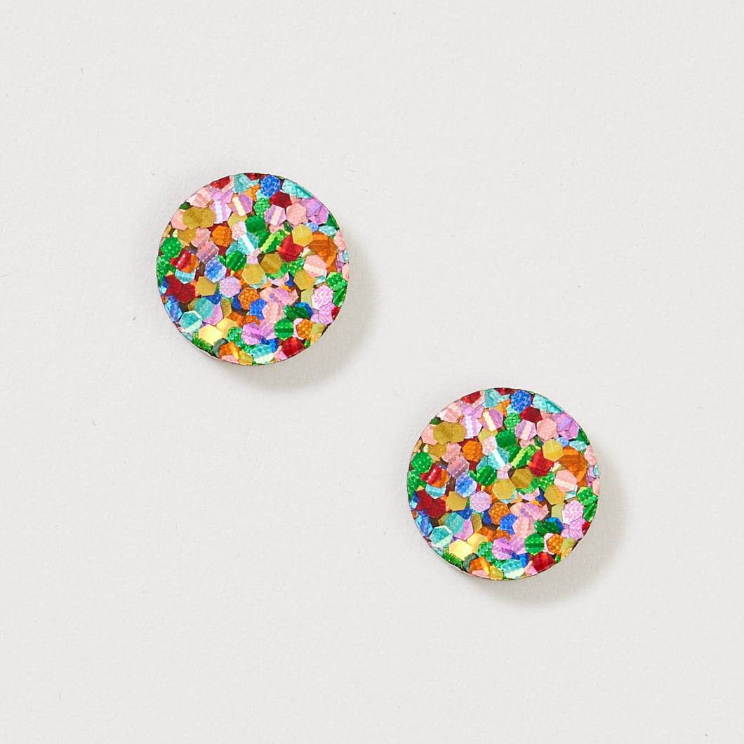 MARTHA JEAN - MINI CIRCLE STUD EARRINGS - RAINBOW