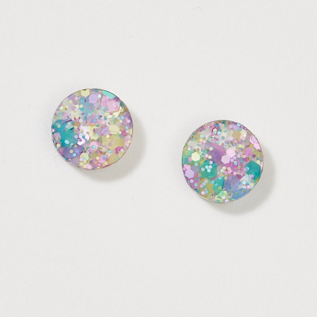 MARTHA JEAN - MINI CIRCLE STUD EARRINGS - BLUE MERMAID