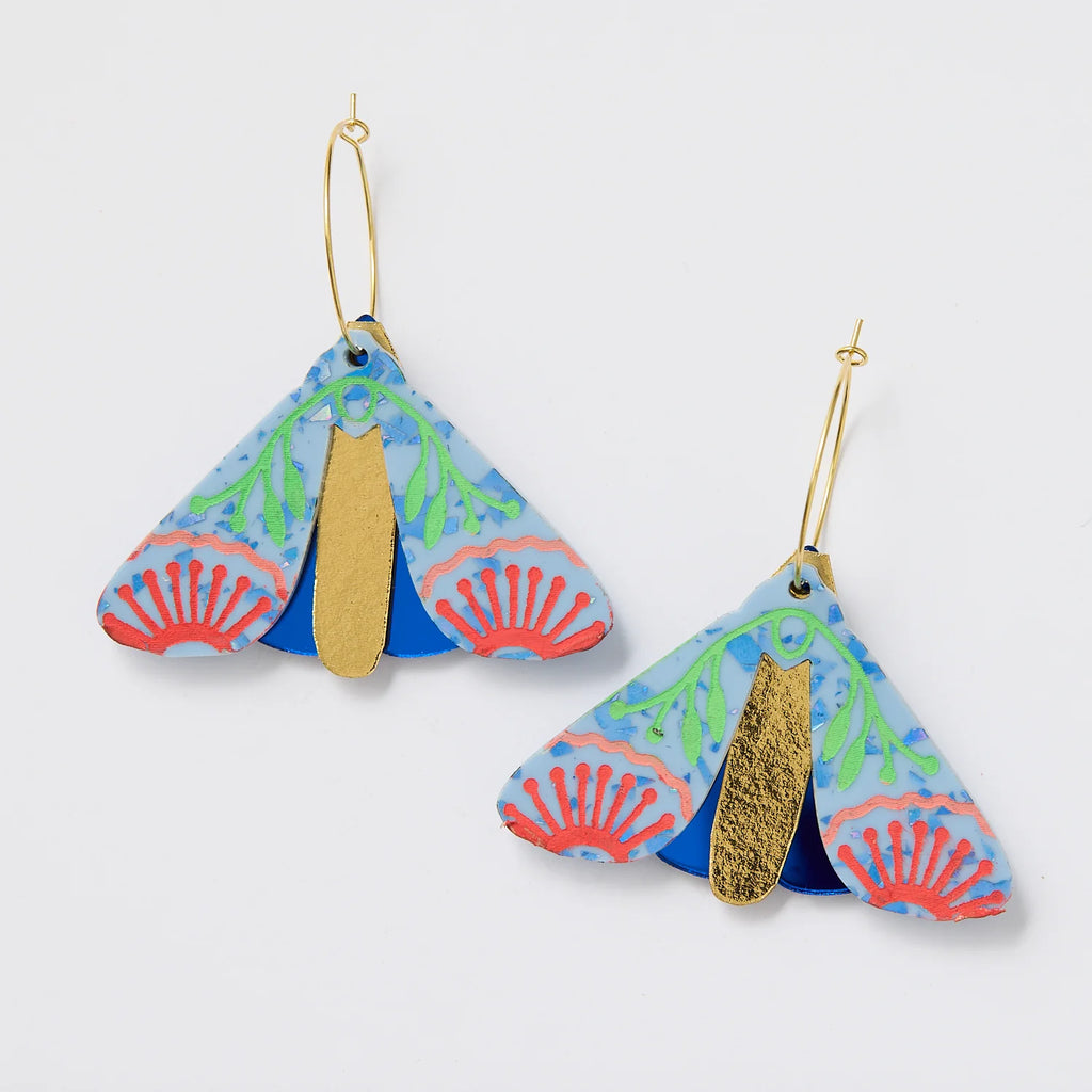 MARTHA JEAN - MOTH WATTLE EARRINGS - PERIWINKLE / COBALT