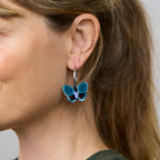 MARTHA JEAN - GOLD BUTTERFLY EARRINGS - BLUE / BLACK