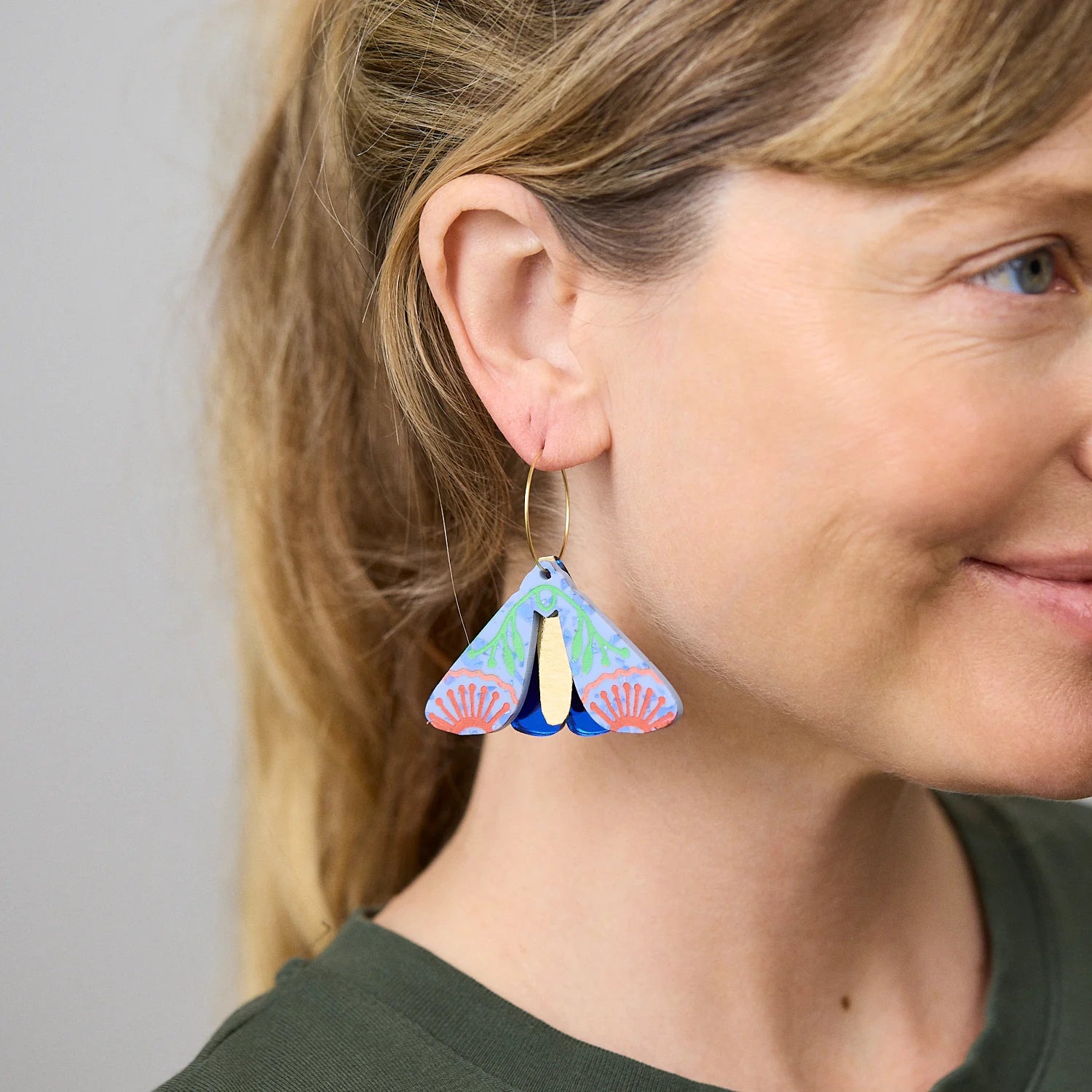 MARTHA JEAN - MOTH WATTLE EARRINGS - PERIWINKLE / COBALT