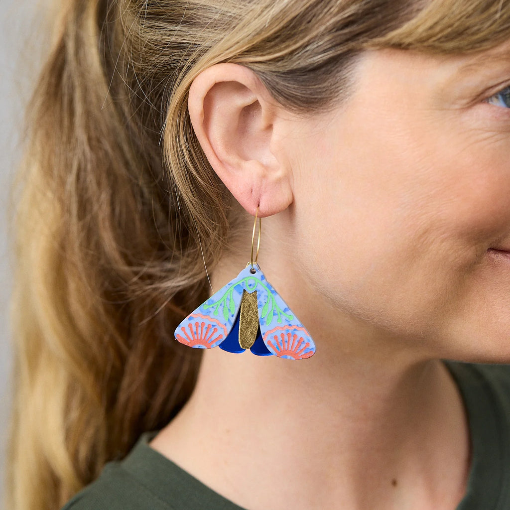 MARTHA JEAN - MOTH WATTLE EARRINGS - PERIWINKLE / COBALT
