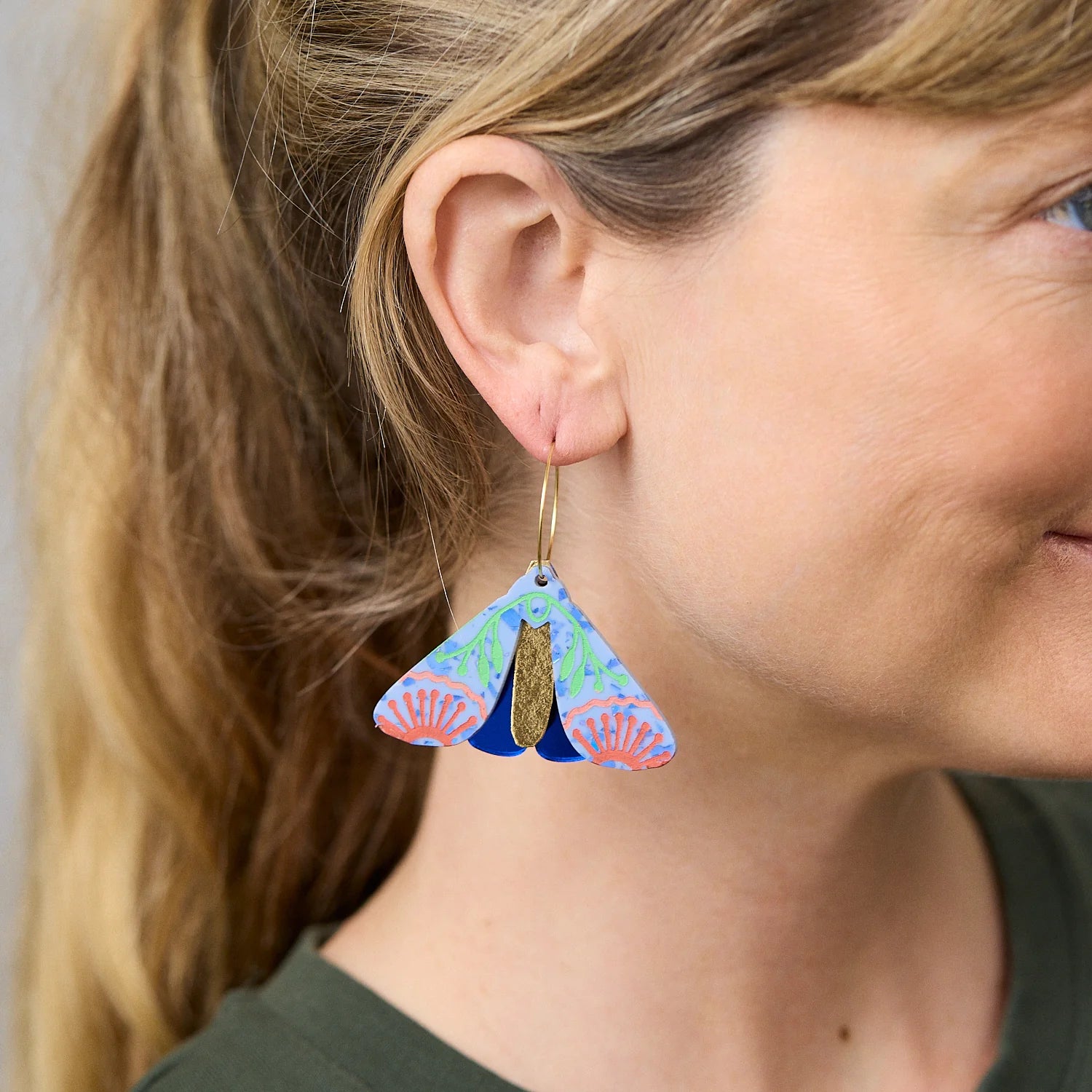 MARTHA JEAN - MOTH WATTLE EARRINGS - PERIWINKLE / COBALT