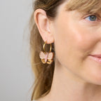 MARTHA JEAN - SILVER BUTTERFLY EARRINGS - BROWN / PEACH