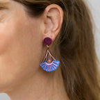 MARTHA JEAN - SILVER PRINCESS DROP EARRINGS - PLUM / BLUE