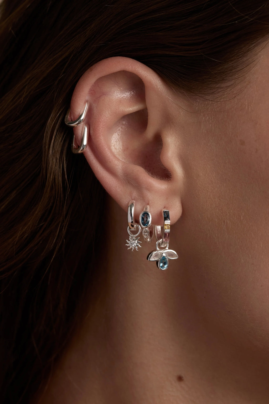 TONIMAY - TEXTURED SILVER HUGGIES - LONDON BLUE TOPAZ