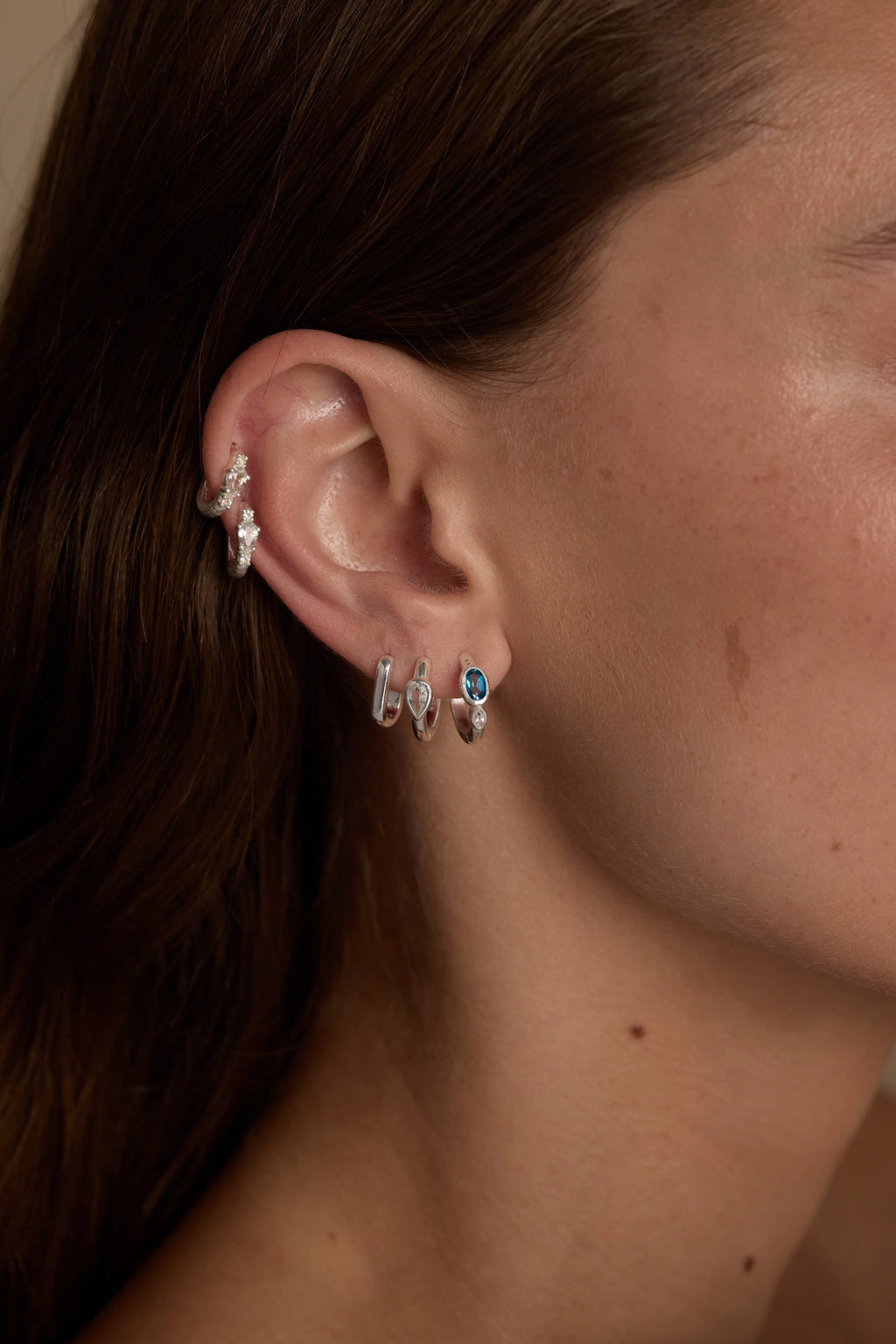 TONIMAY - TEXTURED SILVER HUGGIES - LONDON BLUE TOPAZ