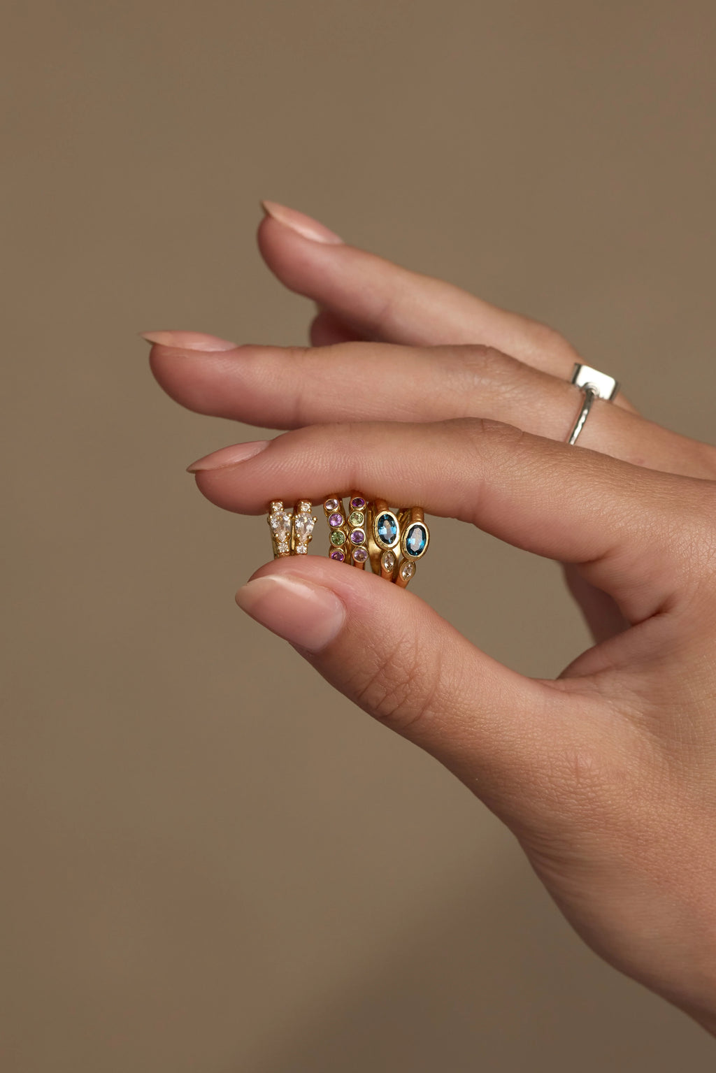TONIMAY - TEXTURED GOLD HUGGIES - LONDON BLUE TOPAZ