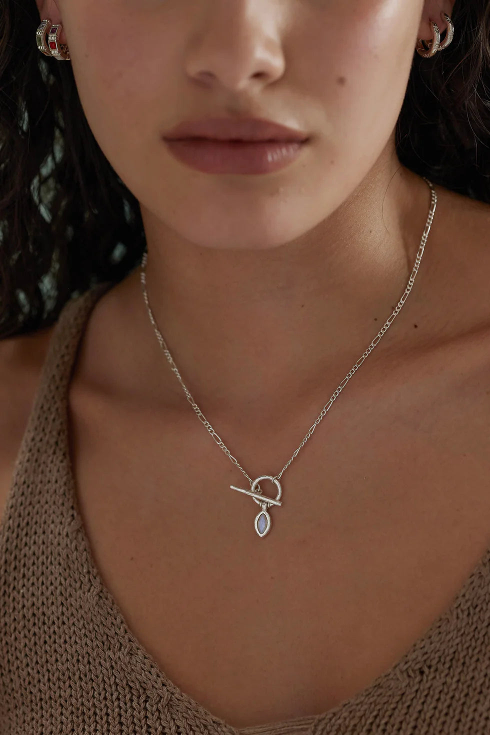 TONIMAY - MOONSTONE SILVER TOGGLE NECKLACE