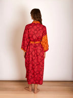 BONNIE & NEIL - FLANNEL FLOWER ROBE - CERISE TAN