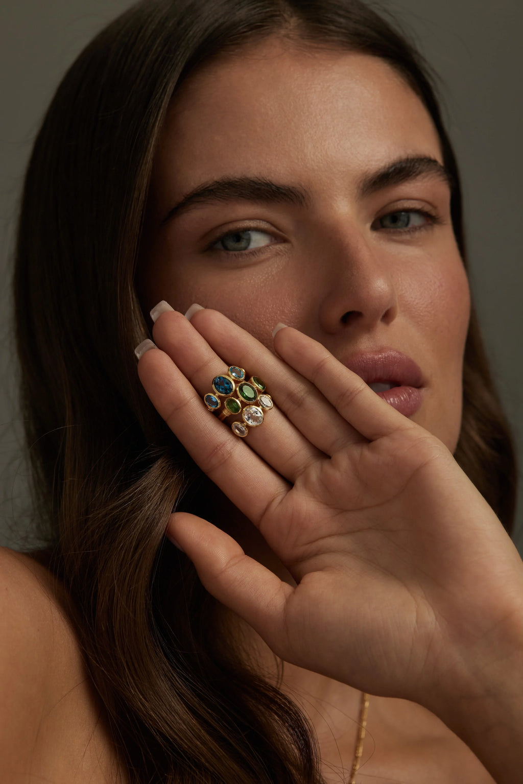 TONIMAY - TRINITY BLUE TOPAZ GOLD RING - SIZE 8 LARGE