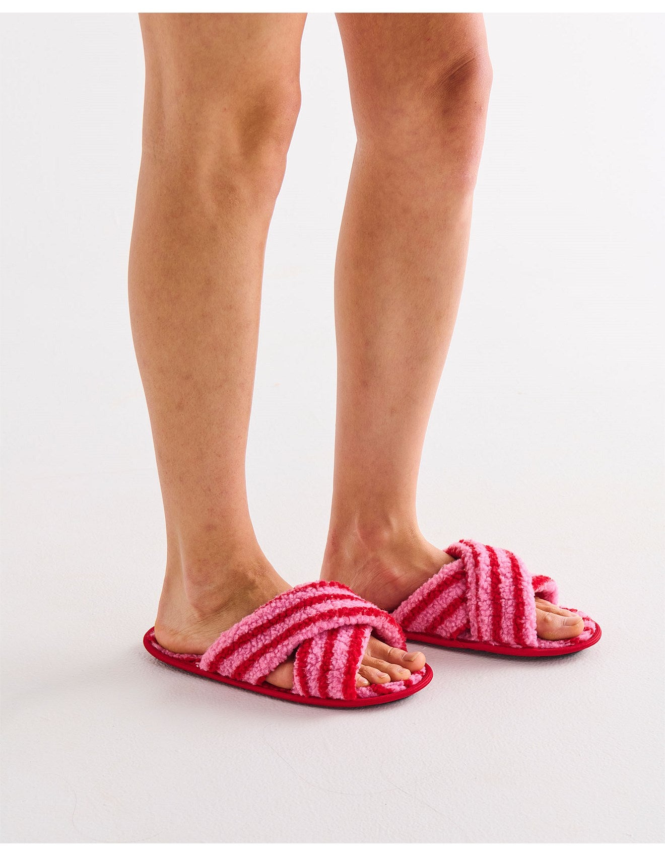 KIP & CO - SHERPA ADULT SLIPPERS - CANDY STRIPE