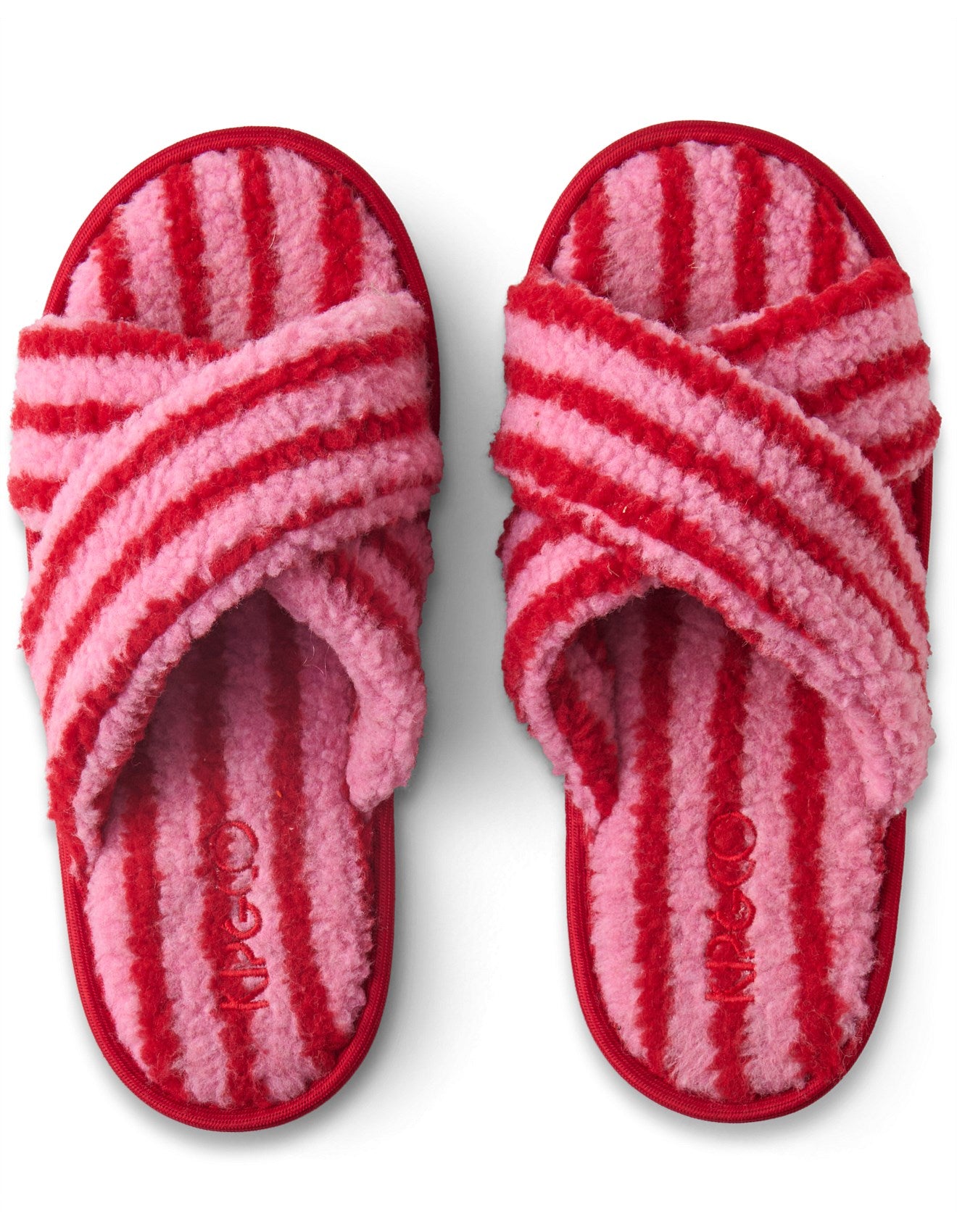 KIP & CO - SHERPA ADULT SLIPPERS - CANDY STRIPE