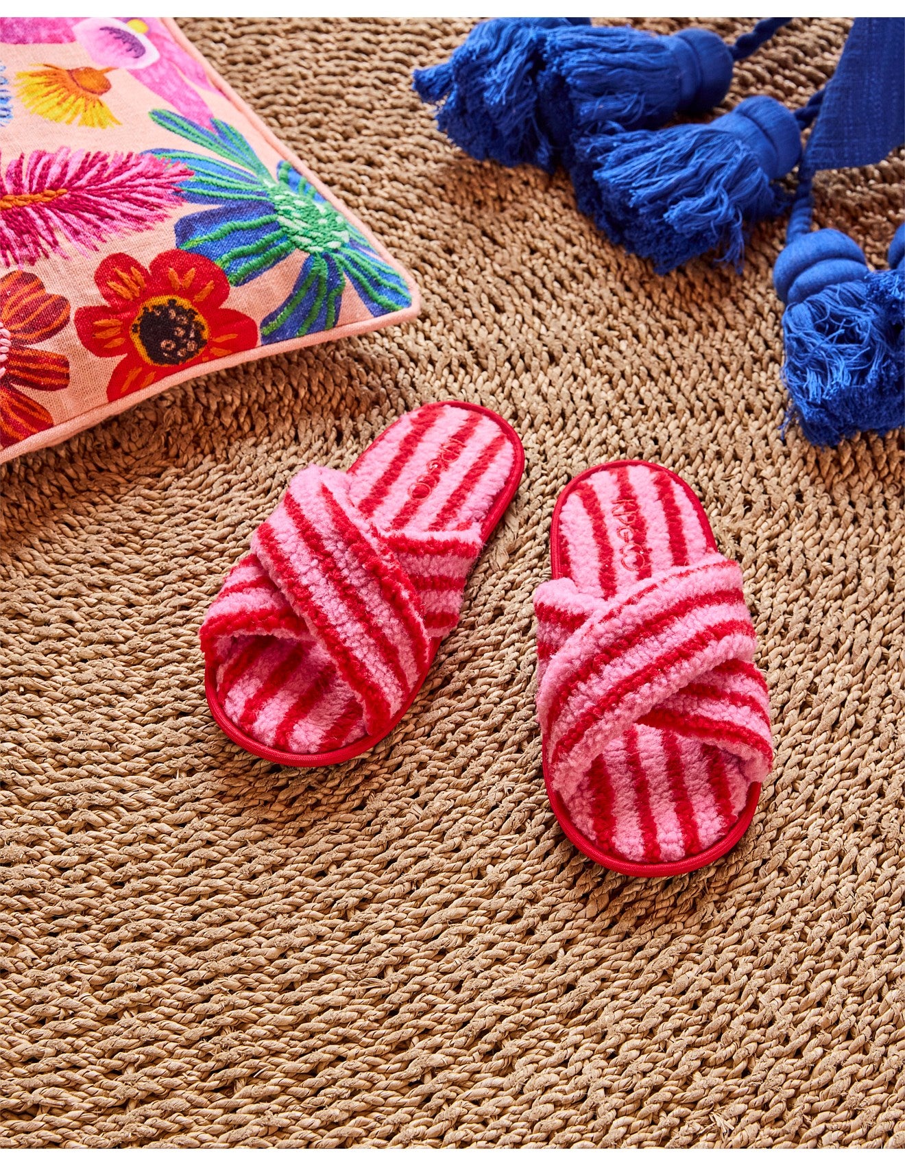 KIP & CO - SHERPA ADULT SLIPPERS - CANDY STRIPE